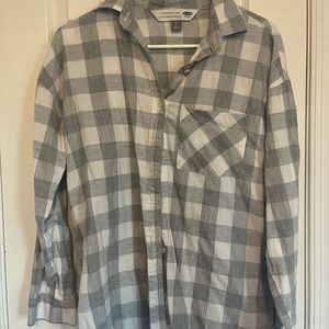 Grey and white plaid button up from Old Navy